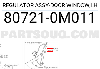 Nissan 807210M011 REGULATOR ASSY-DOOR WINDOW,LH
