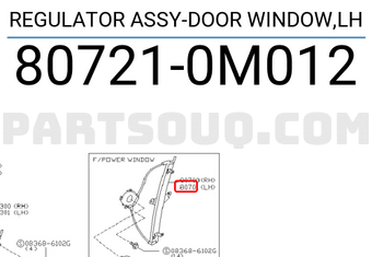 Nissan 807210M012 REGULATOR ASSY-DOOR WINDOW,LH