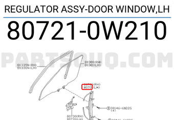 Nissan 807210W210 REGULATOR ASSY-DOOR WINDOW,LH