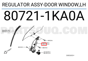 Nissan 807211KA0A REGULATOR ASSY-DOOR WINDOW,LH