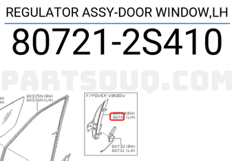 Nissan 807212S410 REGULATOR ASSY-DOOR WINDOW,LH