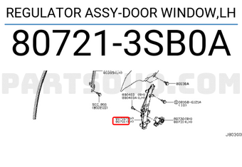 Nissan 807213SB0A REGULATOR ASSY-DOOR WINDOW,LH