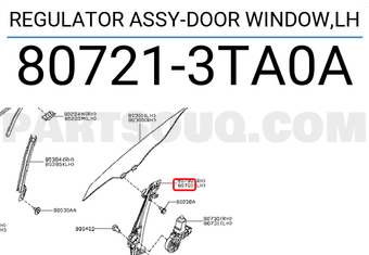 Nissan 807213TA0A REGULATOR ASSY-DOOR WINDOW,LH