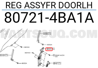 Nissan 807214BA1A REG ASSYFR DOORLH