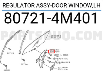 Nissan 807214M401 REGULATOR ASSY-DOOR WINDOW,LH