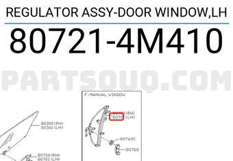 Nissan 807214M410 REGULATOR ASSY-DOOR WINDOW,LH