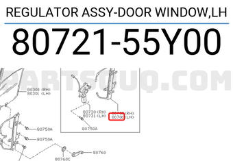 Nissan 8072155Y00 REGULATOR ASSY-DOOR WINDOW,LH