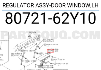 Nissan 8072162Y10 REGULATOR ASSY-DOOR WINDOW,LH