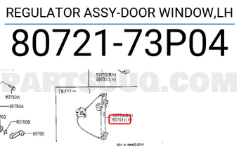 Nissan 8072173P04 REGULATOR ASSY-DOOR WINDOW,LH