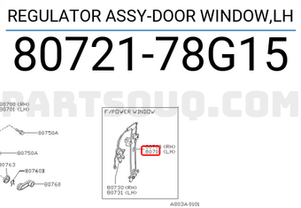 Nissan 8072178G15 REGULATOR ASSY-DOOR WINDOW,LH