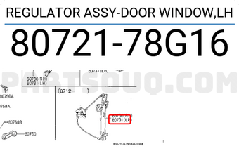 Nissan 8072178G16 REGULATOR ASSY-DOOR WINDOW,LH