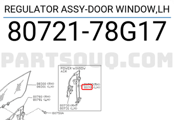 Nissan 8072178G17 REGULATOR ASSY-DOOR WINDOW,LH