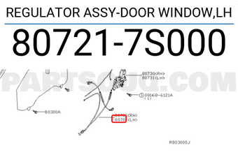 Nissan 807217S000 REGULATOR ASSY-DOOR WINDOW,LH