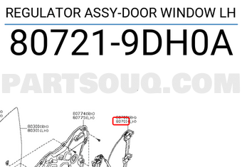 Nissan 807219DH0A REGULATOR ASSY-DOOR WINDOW LH