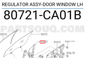Nissan 80721CA01B REGULATOR ASSY-DOOR WINDOW LH