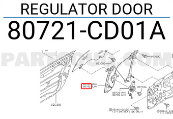 Nissan 80721CD01A REGULATOR DOOR