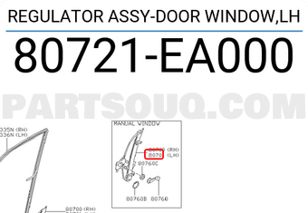 Nissan 80721EA000 REGULATOR ASSY-DOOR WINDOW,LH