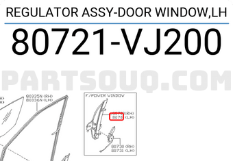 Nissan 80721VJ200 REGULATOR ASSY-DOOR WINDOW,LH