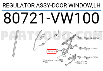 Nissan 80721VW100 REGULATOR ASSY-DOOR WINDOW,LH