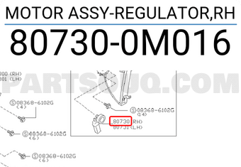 Nissan 807300M016 MOTOR ASSY-REGULATOR,RH