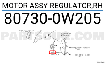 Nissan 807300W205 MOTOR ASSY-REGULATOR,RH