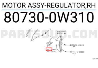 Nissan 807300W310 MOTOR ASSY-REGULATOR,RH