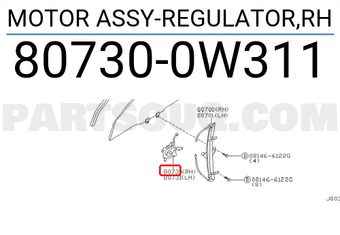 Nissan 807300W311 MOTOR ASSY-REGULATOR,RH