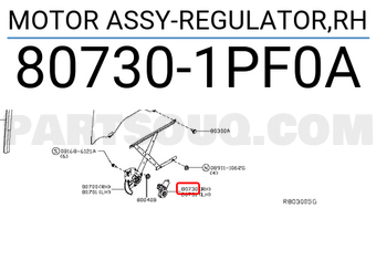 Nissan 807301PF0A MOTOR ASSY-REGULATOR,RH