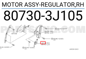 Nissan 807303J105 MOTOR ASSY-REGULATOR,RH