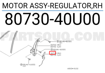 Nissan 8073040U00 MOTOR ASSY-REGULATOR,RH