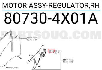 Nissan 807304X01A MOTOR ASSY-REGULATOR,RH