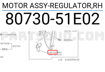 Nissan 8073051E02 MOTOR ASSY-REGULATOR,RH