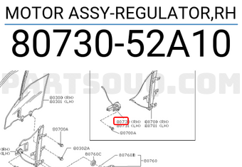 Nissan 8073052A10 MOTOR ASSY-REGULATOR,RH