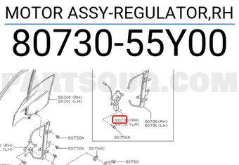 Nissan 8073055Y00 MOTOR ASSY-REGULATOR,RH
