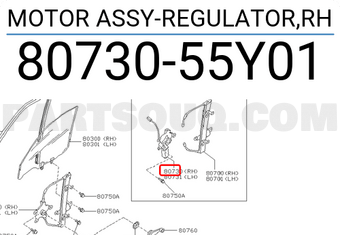 Nissan 8073055Y01 MOTOR ASSY-REGULATOR,RH