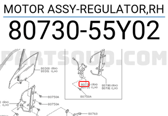 Nissan 8073055Y02 MOTOR ASSY-REGULATOR,RH