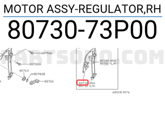 Nissan 8073073P00 MOTOR ASSY-REGULATOR,RH