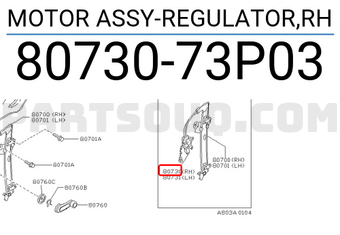 Nissan 8073073P03 MOTOR ASSY-REGULATOR,RH
