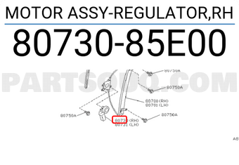 Nissan 8073085E00 MOTOR ASSY-REGULATOR,RH