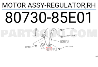 Nissan 8073085E01 MOTOR ASSY-REGULATOR,RH
