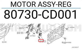 Nissan 80730CD001 MOTOR ASSY-REG