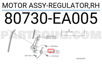 Nissan 80730EA005 MOTOR ASSY-REGULATOR,RH