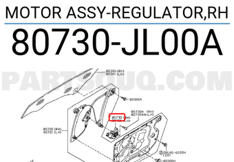 Nissan 80730JL00A MOTOR ASSY-REGULATOR,RH