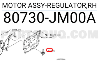 Nissan 80730JM00A MOTOR ASSY-REGULATOR,RH