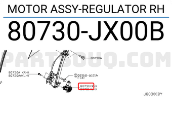 Nissan 80730JX00B MOTOR ASSY-REGULATOR RH