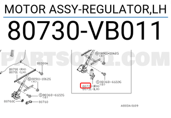 Nissan 80730VB011 MOTOR ASSY-REGULATOR,LH