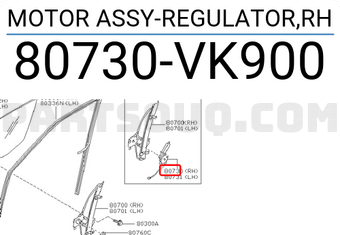 Nissan 80730VK900 MOTOR ASSY-REGULATOR,RH