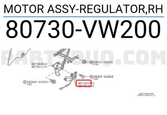 Nissan 80730VW200 MOTOR ASSY-REGULATOR,RH