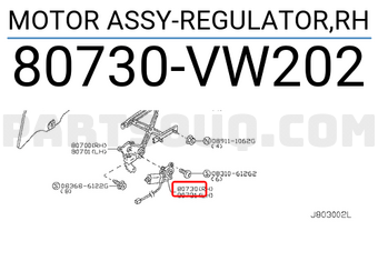 Nissan 80730VW202 MOTOR ASSY-REGULATOR,RH