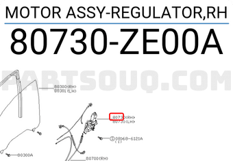 Nissan 80730ZE00A MOTOR ASSY-REGULATOR,RH